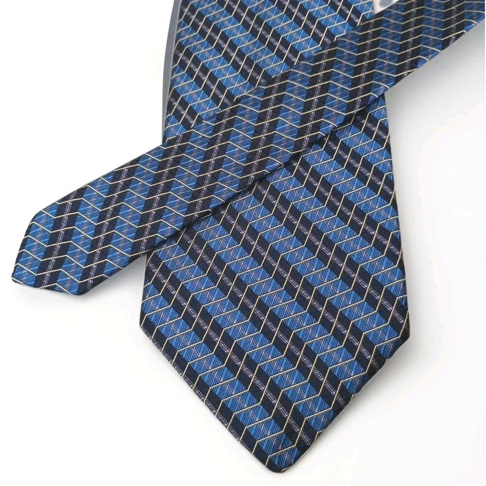 Robert Talbott Blue Black ZigZag Silk Necktie Best of Class Handmade USA 59